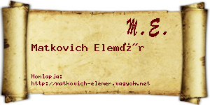 Matkovich Elemér névjegykártya
